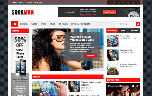 Sora Mag Responsive Blogger Template