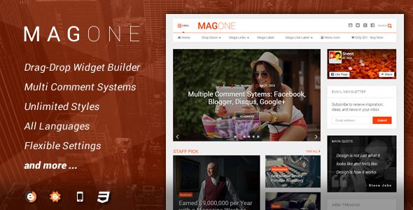 MagOne ver 5.5 Responsive News & Magazine Blogger Template