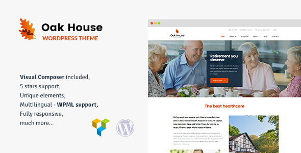 Oak House - Senior Care, Retirement, Rehabilitation WordPress Theme ver1.7