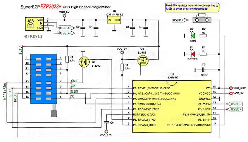 ezp2023 Programmer schematic